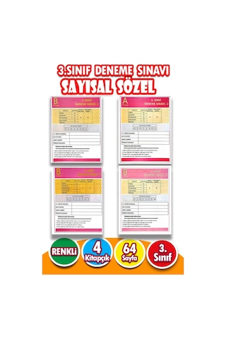3.sınıf Deneme Sınavı - 4 Kitapcık
