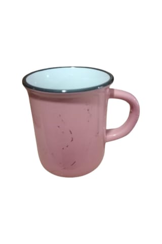 Seramik Kulplu Bardak Renkli Emaye Görünümlü 260 Cc - Pembe Pembe