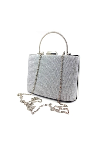 Çanta Sepetim Gümüş Simli Tablet Abiye Çantası - Gümüş