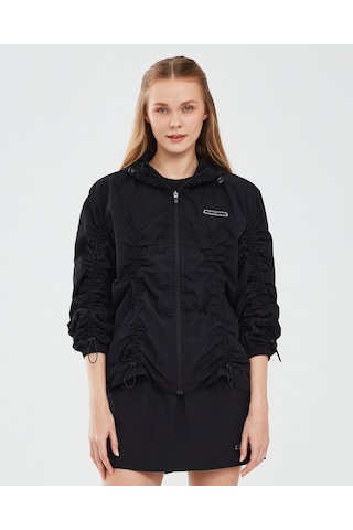 Skechers Micro Collection W Hooded Jacket Kadın Siyah Fermuarlı Eşofman Üstü S241094-001 Siyah