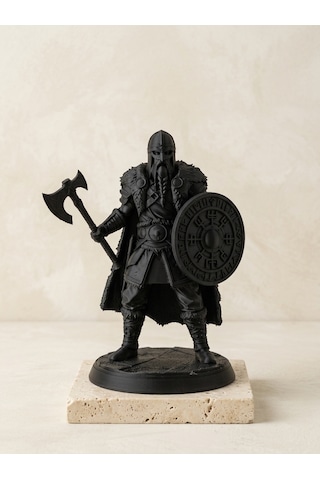 Viking Savaşçı Biblosu 15 Cm İskandinav Mitolojisi Heykel Mat Siyah Karakter Figür Masaüstü Ofis Kitaplık Dekoru Erkek Hediyesi 15cm