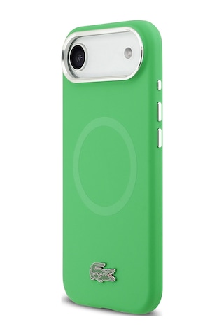 Apple Uyumlu iPhone 17 Air Kılıf Lacoste Lisanslı M-safeli İkonik Logo Metal Kamera Çerçeveli Silikon Kapak Yeşil Yeşil