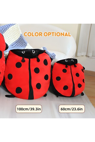 Ruicoo Sevimli Uğur Böceği Yastık - Rahatlatıcı Ve Sıcak Tutan Dev Boyutlu 60cm Kırmızı