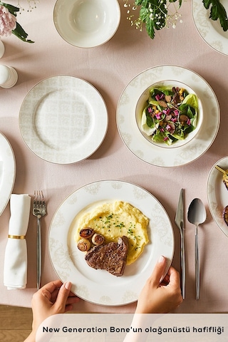 Karaca  Elegance Bone Siena 53 Parça 12 Kişilik Yemek Takımı Gold