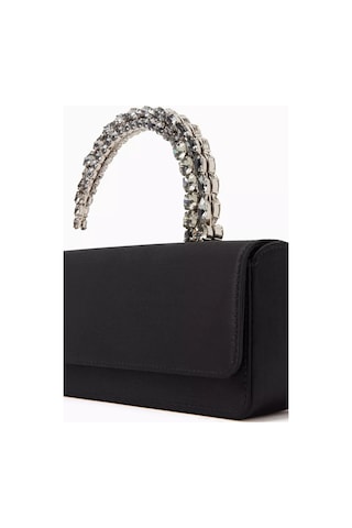 L'alingi Malika Clutch Siyah Saten, Kristal Saplı & Zarif 90 Lar Esintili Gece Çantası Abiye Çanta