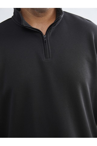 Lcwaıkıkı Classic Antrasit Büyük Beden Dik Yaka Erkek Sweatshirt