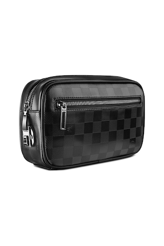 Wiwu Phantom Serisi Numerik Kilitli Yandan Fermuarlı Taşınabilir Mobil Aksesuar Çantası Siyah Siyah