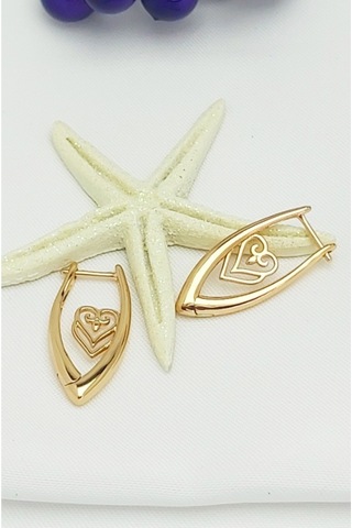 Rose Altın Kaplama Vip Seri Xuping Kalp Motifli V Küpe 2,8 CM Rose Gold