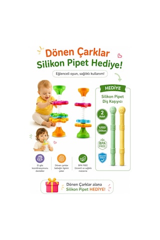 Eğitici Zeka Oyuncağı Dönen Çarklar Mama Sandalyesi/oyuncak + Pipet Hediye