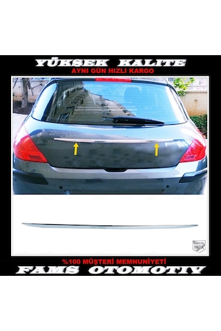 Peugeot 308 Krom Bagaj Çıtası 2007-2013 Arası Paslanmaz Çelik