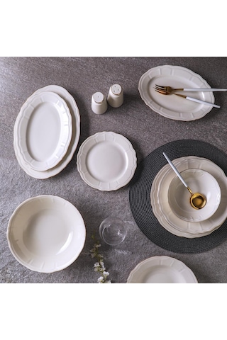 Aryıldız Tiffany Gold 30 Parça 6 Kişilik Yemek Takımı Beyaz - Gold