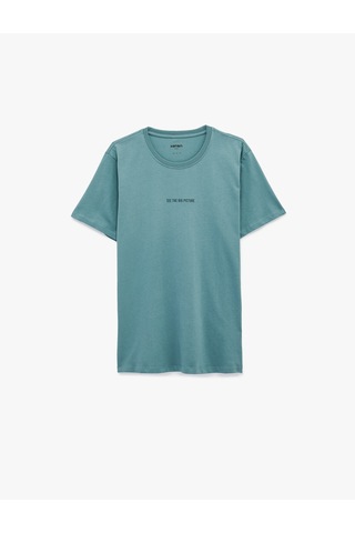 Koton Kısa Kollu Regular Fit Bisiklet Yaka Pamuklu Baskılı Spor Tişört Yeşil 6sam10087nk