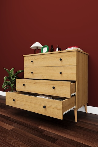 Lüks 4 Çekmeceli Şifonyer Komodin %100 Mdf Çok Amaçlı Düzenleyici Şf02 Karına