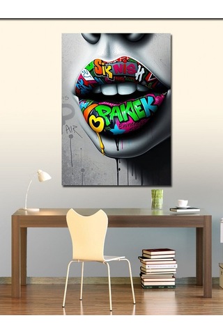 Kanvas Tablo Grafiti Dudak İfadesi 70cmx100cm