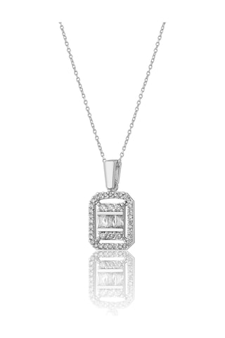 Zanaatsilver 925 Ayar Gümüş Zincirli Baget Taşlı Kolye Zanaatsilver 925 Ayar Gümüş Zincirli Baget Taşlı Kolye