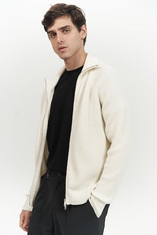 Brock Tam Fermuarlı Ekru Erkek Triko Kazak Ekru