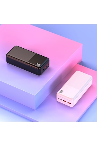 Led Göstergeli 30000 Mah Powerbank Pd 22.5w & Qc 3.0 Hızlı Şarj Çift Usb Ve Type-c Çıkışlı Siyah BEYAZ