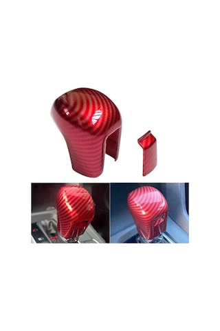 Honda Civic Fc5 / Fk7 Karbon Fiber Kırmızı Renk Vites Topuzu Kaplama Koruma 3'li Set