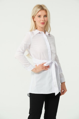 Bağcık Detay Tunik Gömlek Beyaz