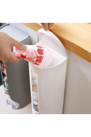 Suofeng Duvarlı Dikey Çanta Depolama Organizörü 9x9x30 Cm, Açık Kapaklı, Dayanıklı Polipropilen, Mutfak Ve Çöp Çantaları İçin, Ev İçin Fonksiyonel Depolama Beyaz