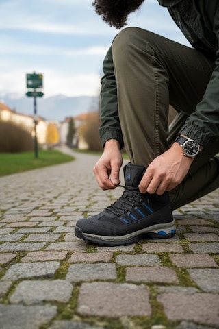 Enoch Erkek Siyah Mavi Waterproof Kürklü Outdoor Trekking Ve Doğa Yürüyüş Botu Siyah - Mavi