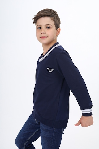 Toontoy Kids Toontoy Erkek Çocuk Okul Nakışlı Sweatshirt Lacivert