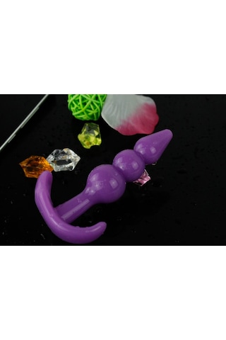 X-sense 3 Boğumlu Mor Yumuşak Esnek Jel Malzeme Anal Plug