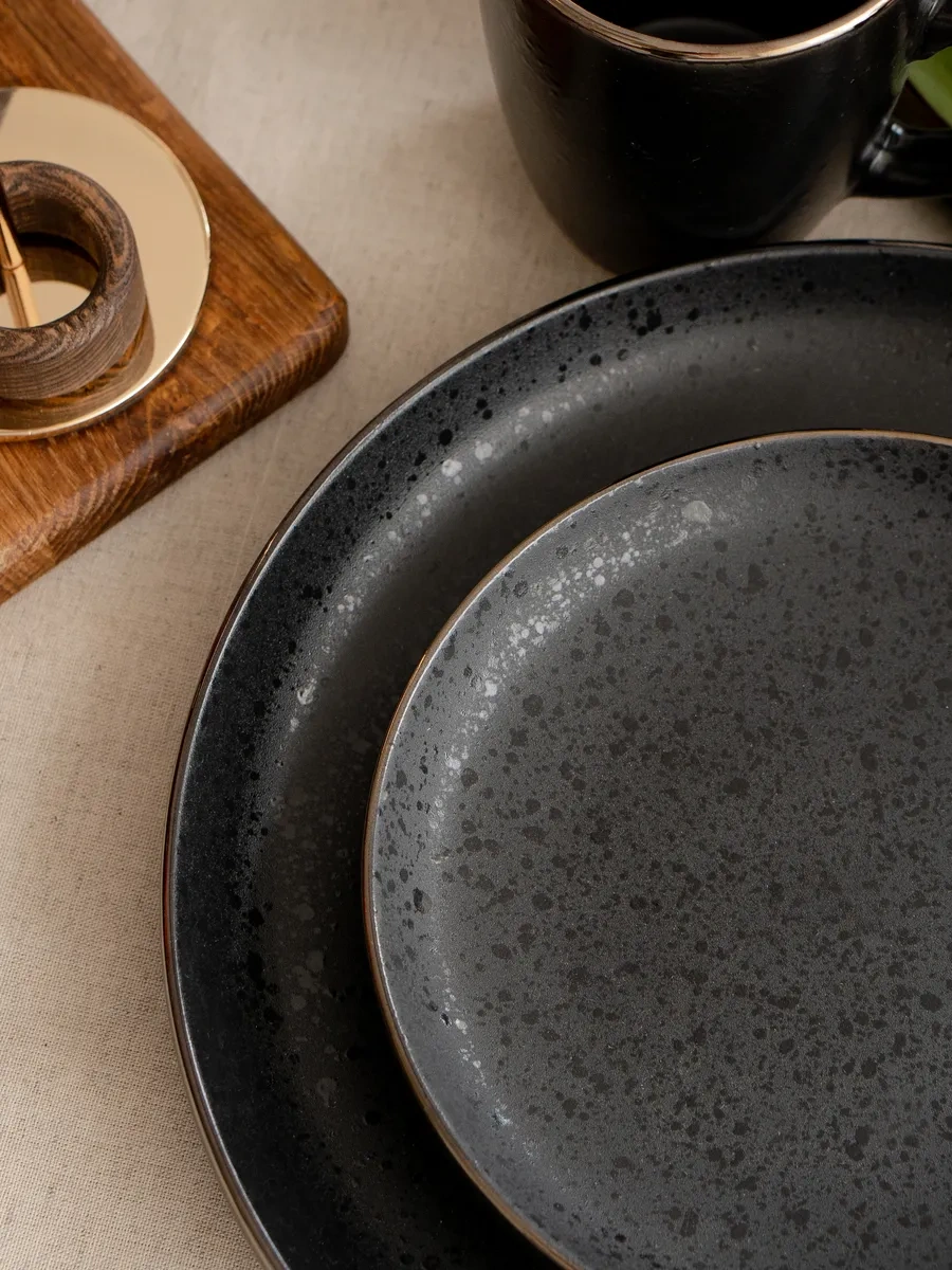 Korall Elite Black Düz Tatlı Tabakları Seti 2 Parça 18 Cm 32449476 Siyah