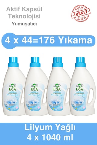 Ega Kimya Aktif Kapsül Teknolojili Lilyum Çamaşır Yumuşatıcısı 4 x 1040 ML