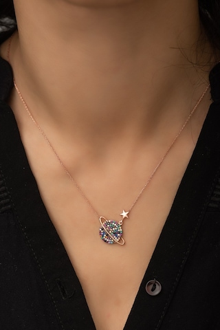 Papatya Silver 925 Ayar Gezegen Gümüş Kolye