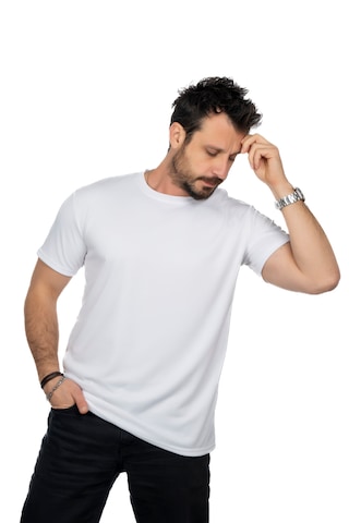 Maxi-dry Aşırı Terleme Önleyici Bisiklet Yaka Erkek Tişört, Çift Katmanlı, Islaklık Sızdırmaz, Nefes Alabilen Kumaş Beyaz