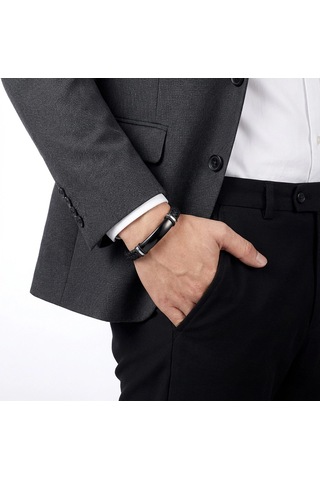 Moncuk Design İsim Yazılabilir Siyah Deri Ve Siyah Titanyum Kilit Bileklik 33513b15d4