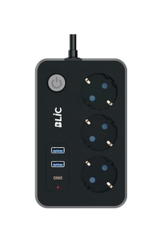 Akım Korumalı Priz, 3x Priz Soketi, 2x Usb Girişi, 1x Type-c Girişi, Tasarruflu Uzatma Kablosu, Çocuk Korumalı Ada 0