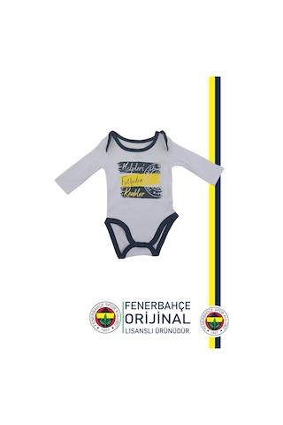 Fenerbahçe Lisanslı Kalpleri Fetheden Renkler Bebek Body Zıbın Kişiye Özel Hediyelik Ahşap Kutulu Beyaz