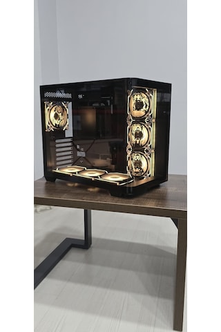 Anime Karakterli 7 Argb Fanlı 750w 80+ Bronze Power Supply Siyah Kavisli Cam Akvaryum Kasa