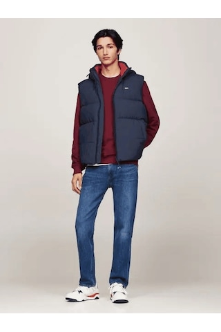 Tommy Jeans Tommy Hilfiger Erkek Kapşonlu Fermuarlı Lacivert Yelek Mavi