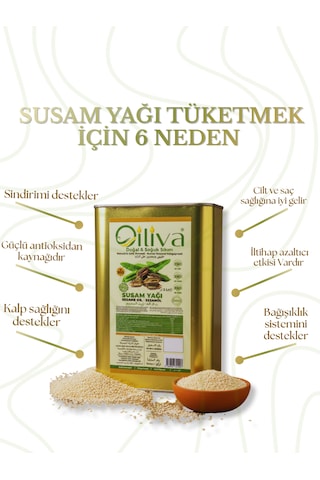 3 Litre Soğuk Sıkım Susam Yağı %100 Doğal, Katkısız, Teneke Ambalaj 3 L