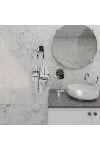 Decorev Dekoratif Yapıştırmalı Banyo- Mutfak Metal Iki Kancalı Askı Siyah Vidasız Pratik Montaj Dc-5053 Siyah