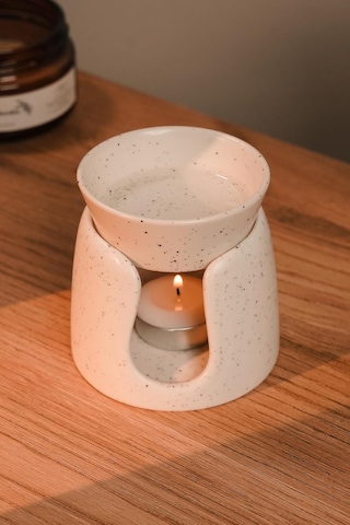 Love Bundles Beyaz Özel Tasarım Seramik El Yapımı Buhurdanlık Mumluk Dekoratif 1 Adet Tealight Mum Ile Krem