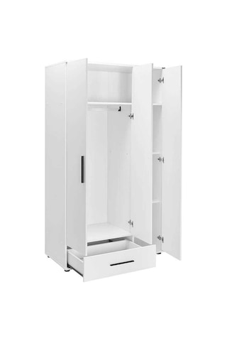 White 3 Kapaklı Tek Çekmeceli Gardırop-mat Beyaz 103x187x52 Cm Gxyxd
