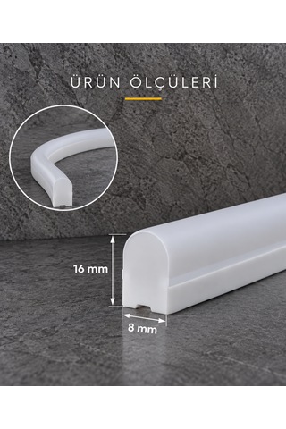 Borsan 2 Metre 6500k Beyaz Neon Led 220v Tak Çalıştır Ip65 Ultra Parlak Esnek Hortum Led Iç Dış Mekan Dekoratif Aydınlatma Montaj Aparatı Dahil 6500K - Beyaz Işık