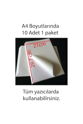 Etiket, A4 Yapışkanlı Etiket Kağıdı, 21x29.7 Cm, 160 Gr, 10 Yaprak, 1.hamur Etiket, Sticker, Beyaz Diğer