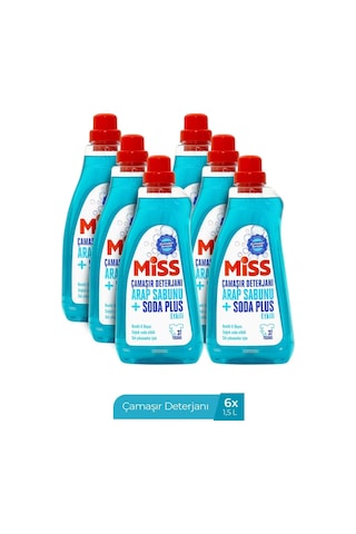 Miss Sıvı Çamaşır Deterjanı Arap Sabunu + Soda Etkili 1.5 Lt 6'lı 1500 ML