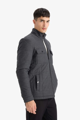 Defacto Slim Fit Dar Kesim Dik Yaka Astarlı Fermuarlı Cepli Kışlık Şişme Penye Mont E7888ax25auar167 Antrasit