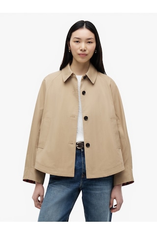 Tommy Hilfiger Cotton Short Jacket Kadın Bej Mont - Ww0ww49844