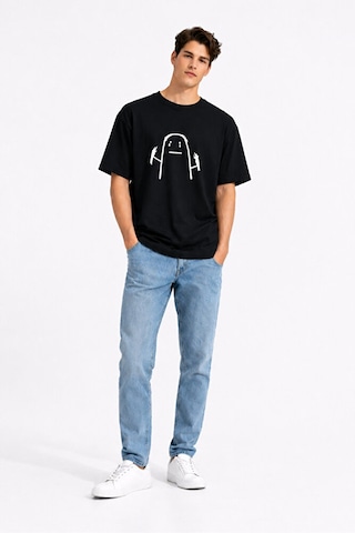 Nevermind Saç Yolma Temalı Çift Kombini Oversize Unisex Tişört Sevgili Tişö Siyah