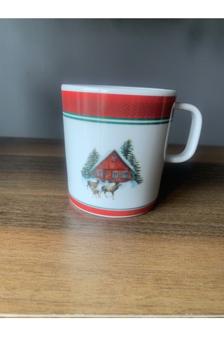 Yeni Yıl-noel Geyikli Ev Model Tekli Kupa Çok Renkli