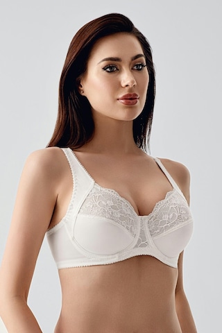 New Bra Kadın C Kap Dantelli Balenli Desteksiz Toparlayıcı Sütyen Ekru 2305 Ekru