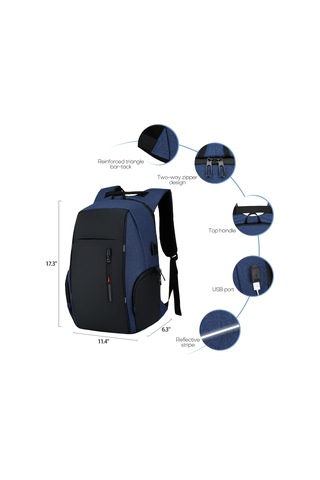 Lemestar Erkek İş Çantası 15.6" Laptop Taşıyıcı Usb Şarj Portlu Anti-calıntı Oxford Kumaş Çift Omuzlu Sırt Çantası Büyük Kapasite Mavi MAVİ