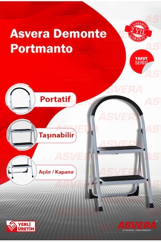 Yakut Serisi Vertika 2 Li Ev Tipi Katlanır Merdiven Kaymaz, Hafif Ve Dayanıklı 1 Adet